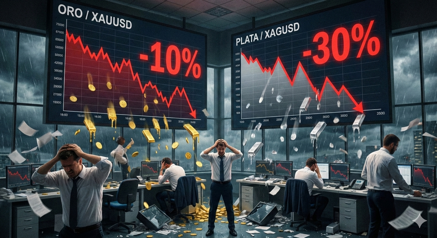 El mayor desplome del oro y la plata en una sola sesión